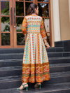 Cream Colour Rayon Print Gown Collection Suppliers In India Aaradhna 2032